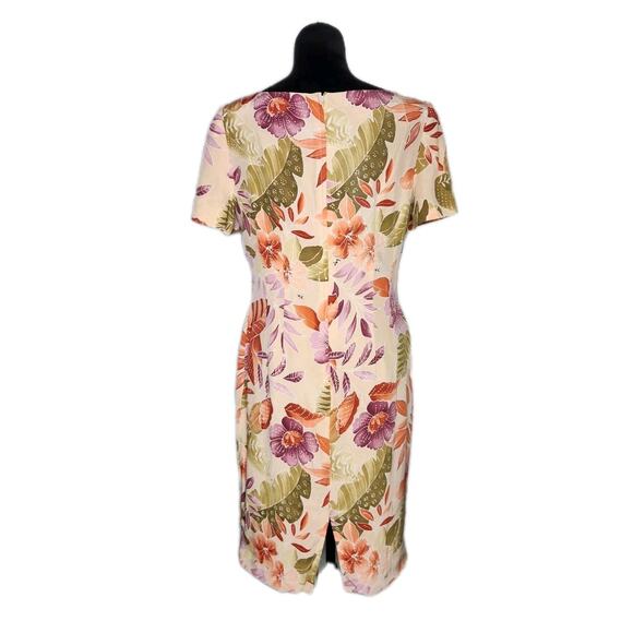 Vintage 1990s Maggy London 100% Silk Hawaiian Shift Knee Length Dress SZ 10 - Picture 3 of 9